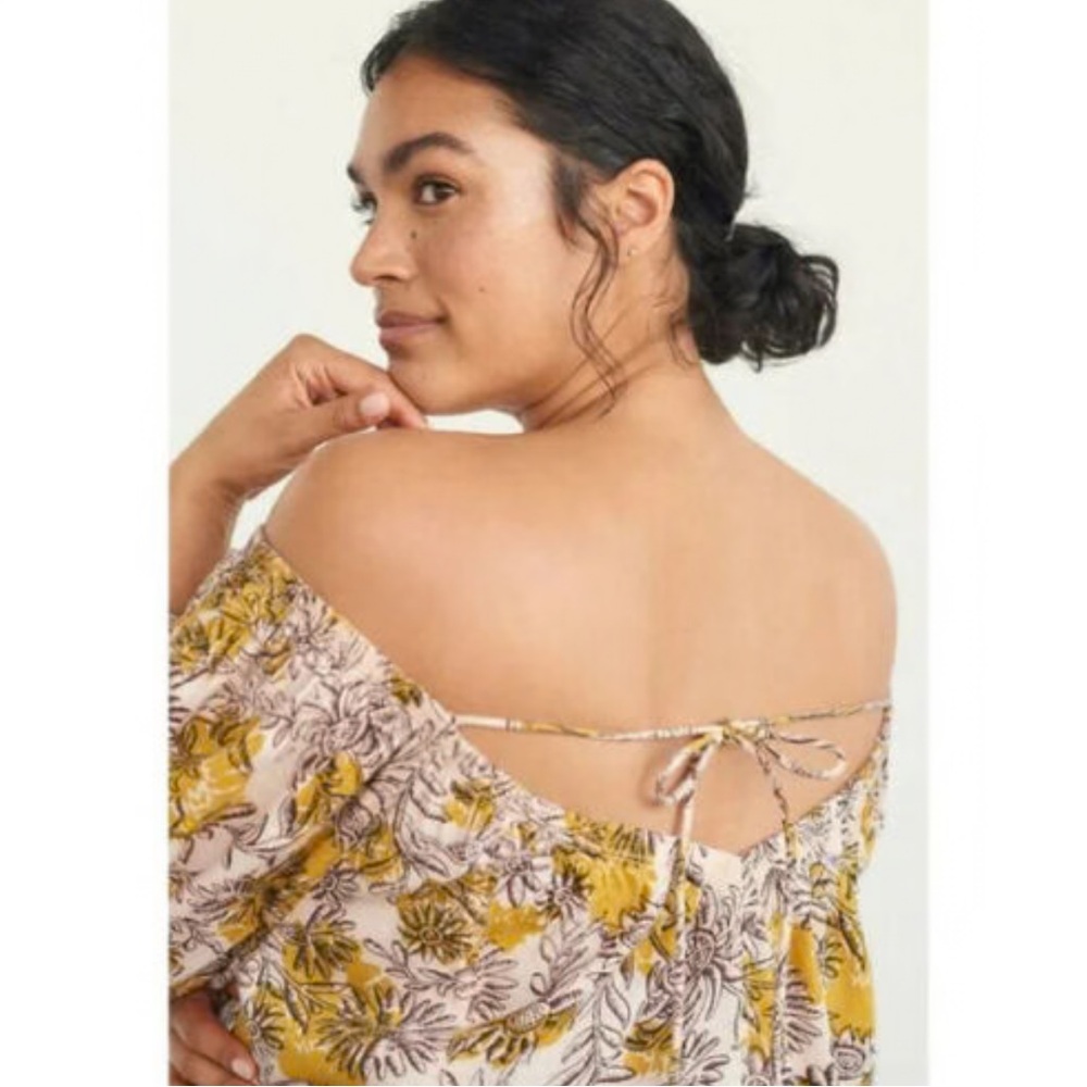 Daily Practice Anthropologie Mollie Tunic Dress Floral Off Shoulder Cover Up S - Picture 7 of 11